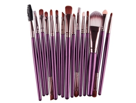 Pincel de Maquiagem VENIYSMLIS Roxo Haste Castanho Tubo 15 Peças