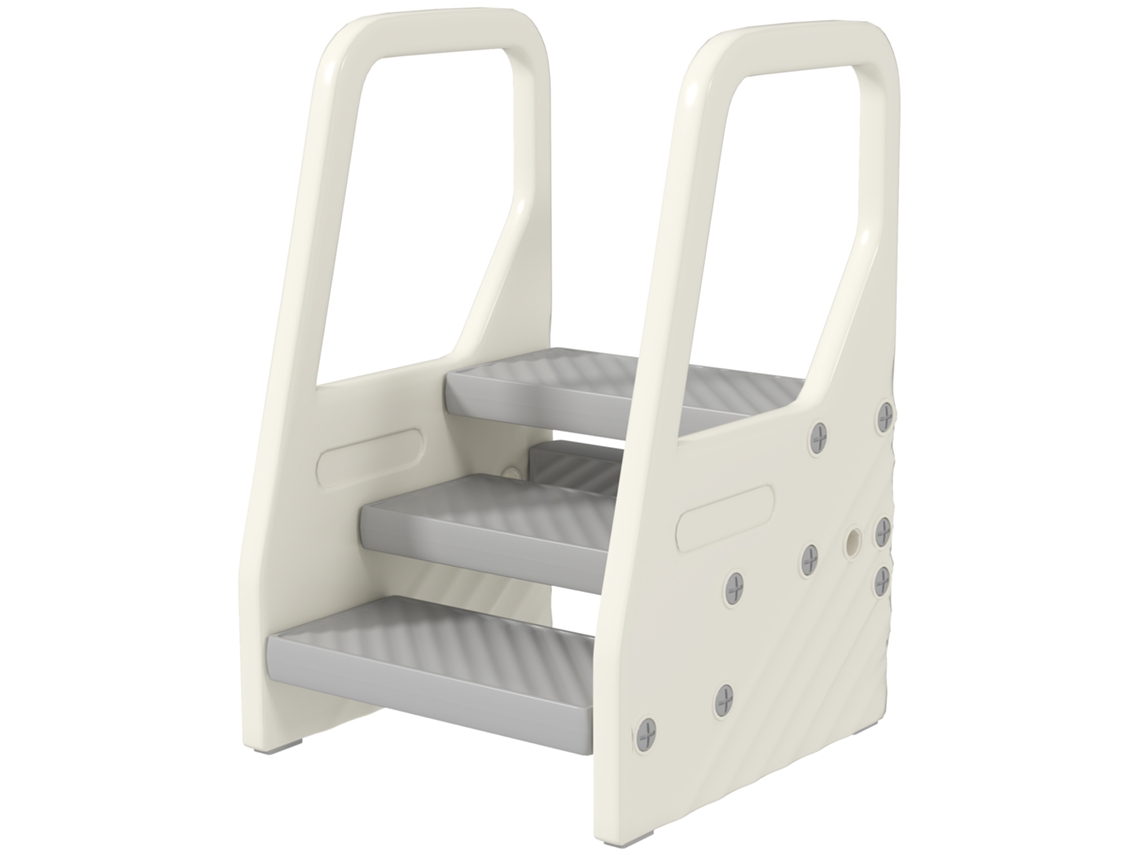 Banquinho Infantil 43x42x65,5cm 3 Degraus Ajustáveis, Cinza