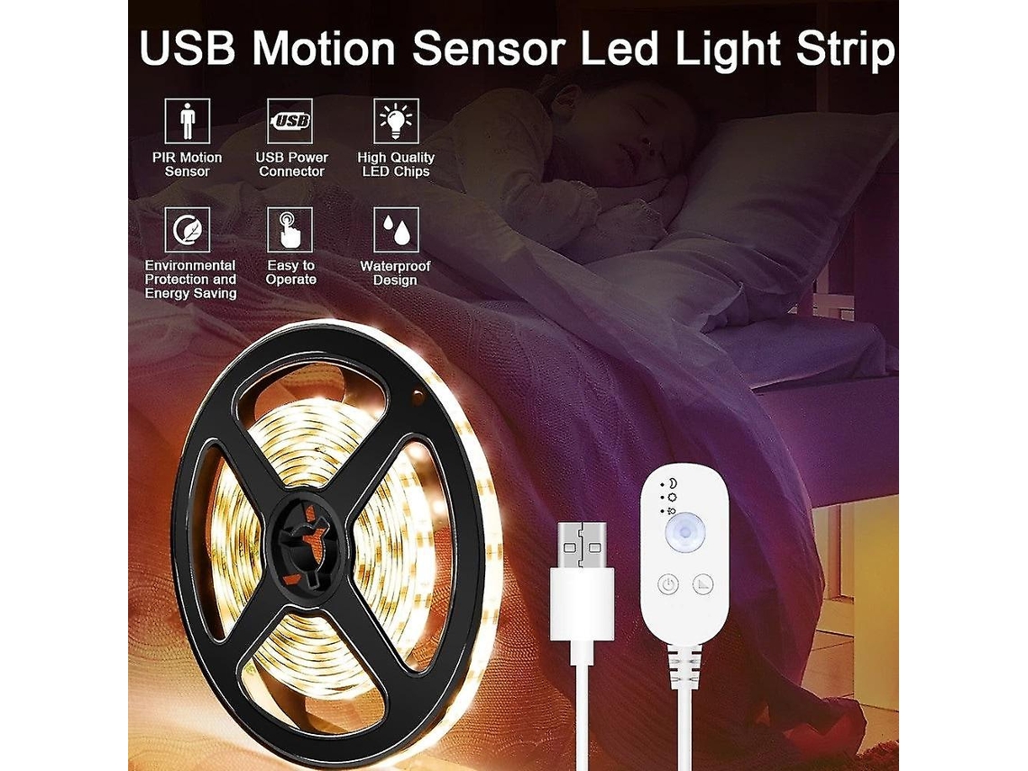 Iluminação Led Sob Armários Com Sensor De Movimento Usb Pir Fita 5v Slowmoose