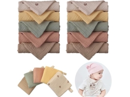 Solidchoice- Mousseline Handdoeken 10 Stuks - Babyhanddoek Met Capuchon - 23 X 23 Cm - 100% Katoen - Zacht En Dik - Sterke Wateropname