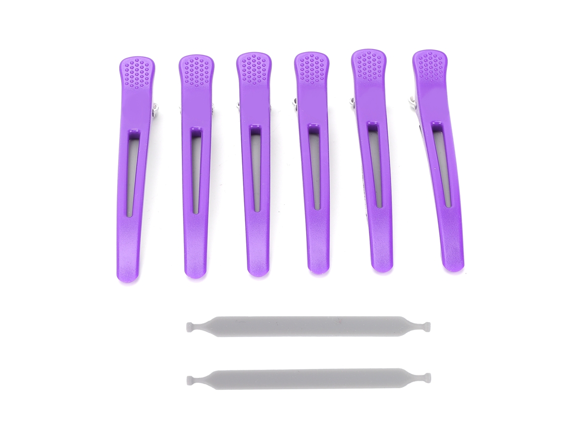 6pcs Grampos De Cabelo Profissionais Anti-deslizantes Com Banda De Silicone Para Cortar E Estilo De Cabelo (roxo)