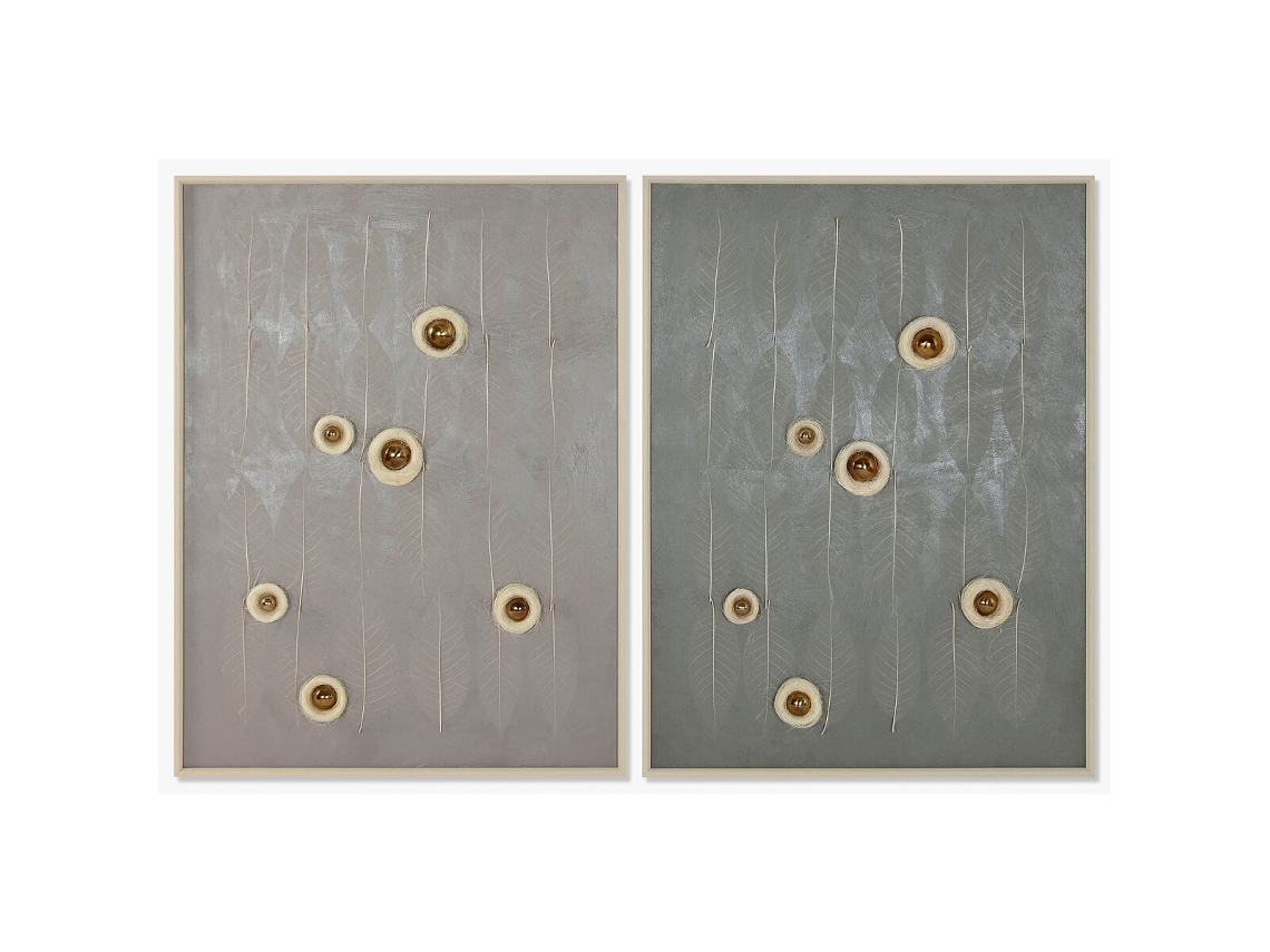 Pintura Home Esprit Modern Bege Verde 90 x 3,5 x 120 cm (2 unidades)