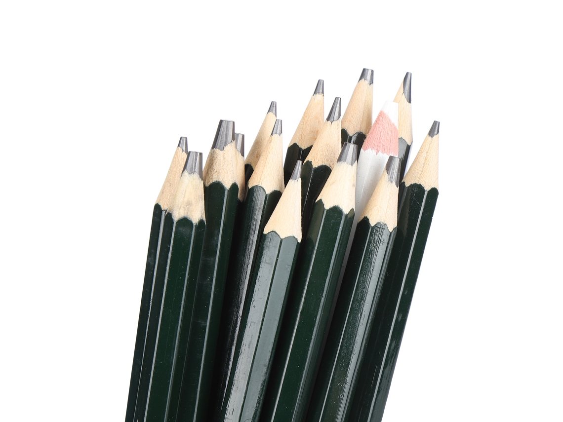 Conjunto de 15 lápis de desenho com estojo para artistas e estudantes, lápis de grafite e borrachas.