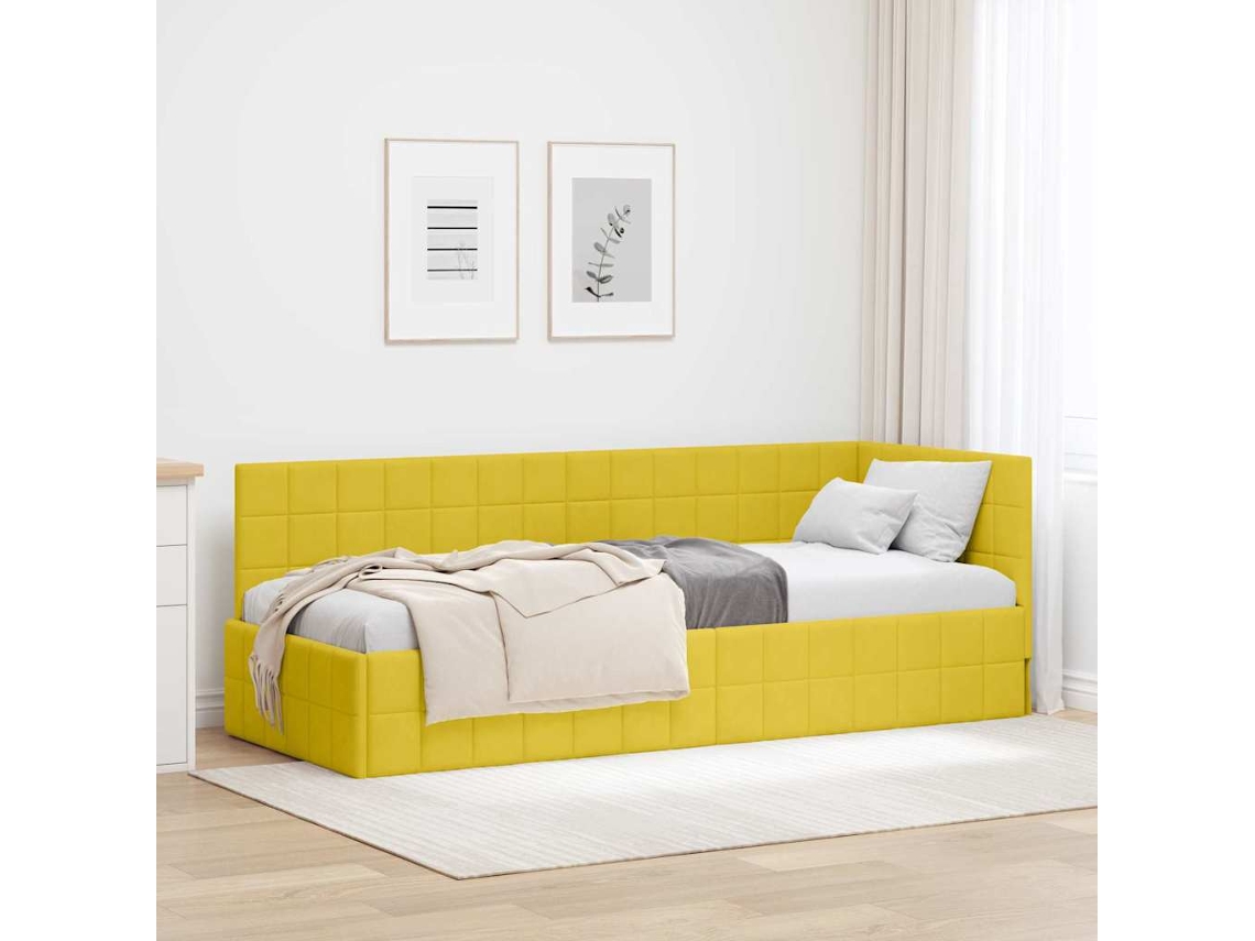 Vidaxl Estrutura De Cama De Canto Amarelo 80 Cm X 200 Cm Veludo