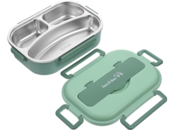 Marmita Bento Shineofi De 1000ml Em Aço Inoxidável, Design Hermético E Leve, Portátil, Na Cor Verde, Ideal Para