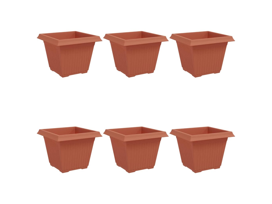 Conjunto 6 Vaso Moderno Vidaxl Vermelho Plástico (43 X 43 X 33,5 Cm)