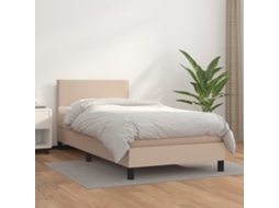 Cama Com Molas/colchão 80x200 Cm Couro Artificial Cappuccino
