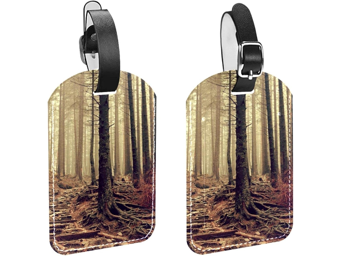 Conjunto De 2 Etiquetas Viagem E Bagagem Masculinas Escadas Em Neblina Aventura Vegetação Poliuretano