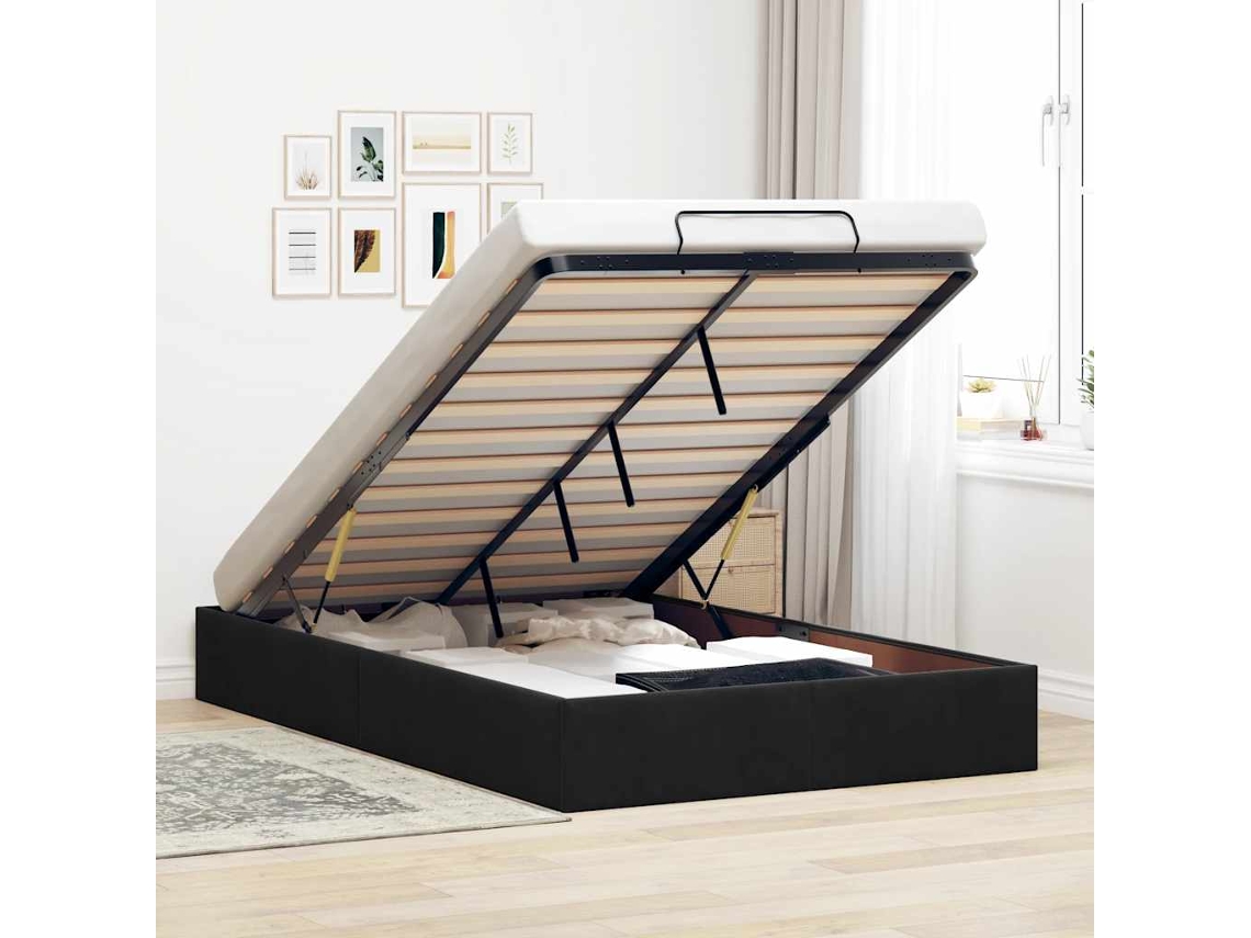 Vidaxl Ottoman Bed Frame Sem Colchão Preto 120x190 Cm Veludo