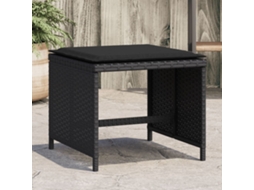 Vidaxl Bancos De Jardim Com Almofadões 4 Pcs 40x40x35 Cm Vime Pe Preto