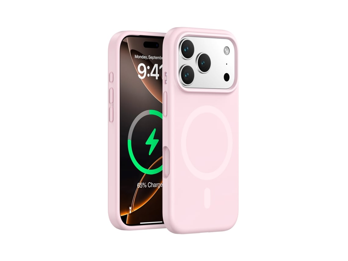 (rosa, Iphone 17 Pro) Capa Magnética Resistente Para Iphone, Em Silicone Líquido De Cor Sólida, Com Design Simples.