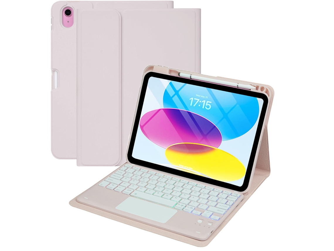 Capa Com Teclado Para Ipad Air11(m4/m3/m2)/air4/air5 Geração, Retroiluminação Em Cores Do Arco-íris, Teclado Destacável Rosa Hexinyigjly