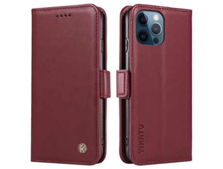 Capa Inch Para Iphone 12 Pro Max Yikatu Pele Sintética Vermelho