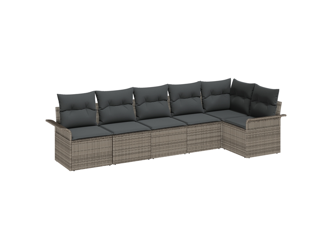 Conjunto 6 Sofá De Jardim Vidaxl Cinzento Vime Pe (297,5 X 132,5 X 85 Cm)