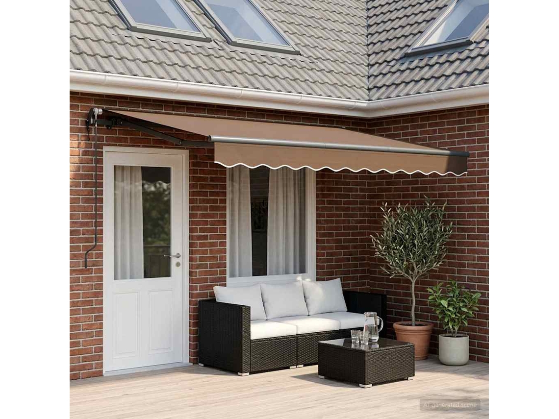 Vidaxl Toldo Retrátil Cinzento-acastanhado 450 × 350 Cm