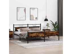 Vidaxl Estrutura De Cama Sem Colchão 193x201cm Metal Carvalho Fumado