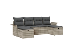 Conjunto 6 Conjunto De Sofá De Jardim Vidaxl Cinzento-claro Vime Pe (55 X 55 X 37 Cm)