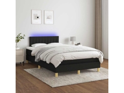 Vidaxl Cama Box Spring C/ Colchão E Led 120x200 Cm Tecido Preto