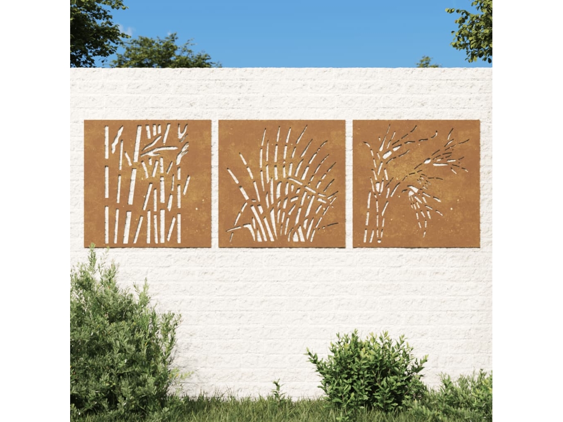 Decoraã§ãµes P/ Muro Jardim 3pcs 105x55cm Aã§o Corten Design Grama DKD HOME DECOR