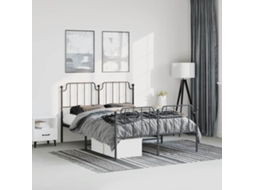 Vidaxl Estrutura De Cama Com Cabeceira E Pés 150x200 Cm Metal Preto