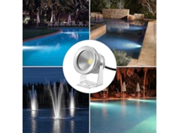 Rebe luz Submarina Led Impermeable Ip65 para Piscinas, Fuentes, Lagos, Jardines, Acuarios 900 1000lm 180 Grados Ajustable Luz Fria Prateada