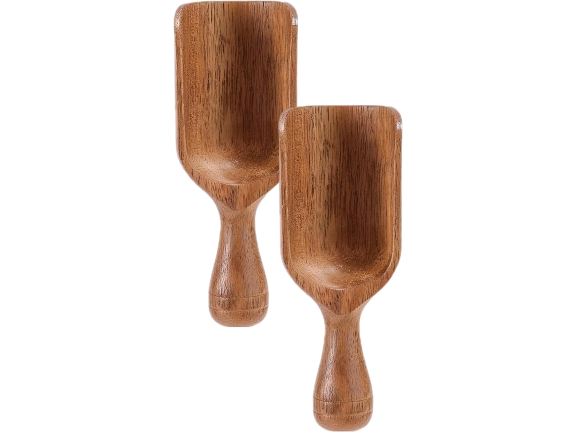 Conjunto De 2 Colheres Café E Farinha, Conjunto De Colheres Cozinha Madeira Acácia 10, 9cm 4, 3 Polegadas, Design De