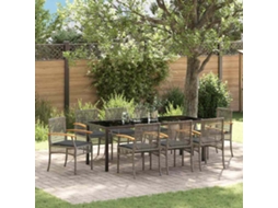 Vidaxl Conjunto De Jantar Para Jardim 9 Unid. Cinza E Preto Vime