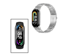 Kit Bracelete Aço Stainless Lux Ferramenta Película Protectora Ecrã Gel Full Cover para Xiaomi Mi Band 8 Cinza