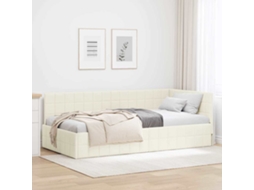 Vidaxl Estrutura De Cama De Canto Creme 90 Cm X 200 Cm Veludo
