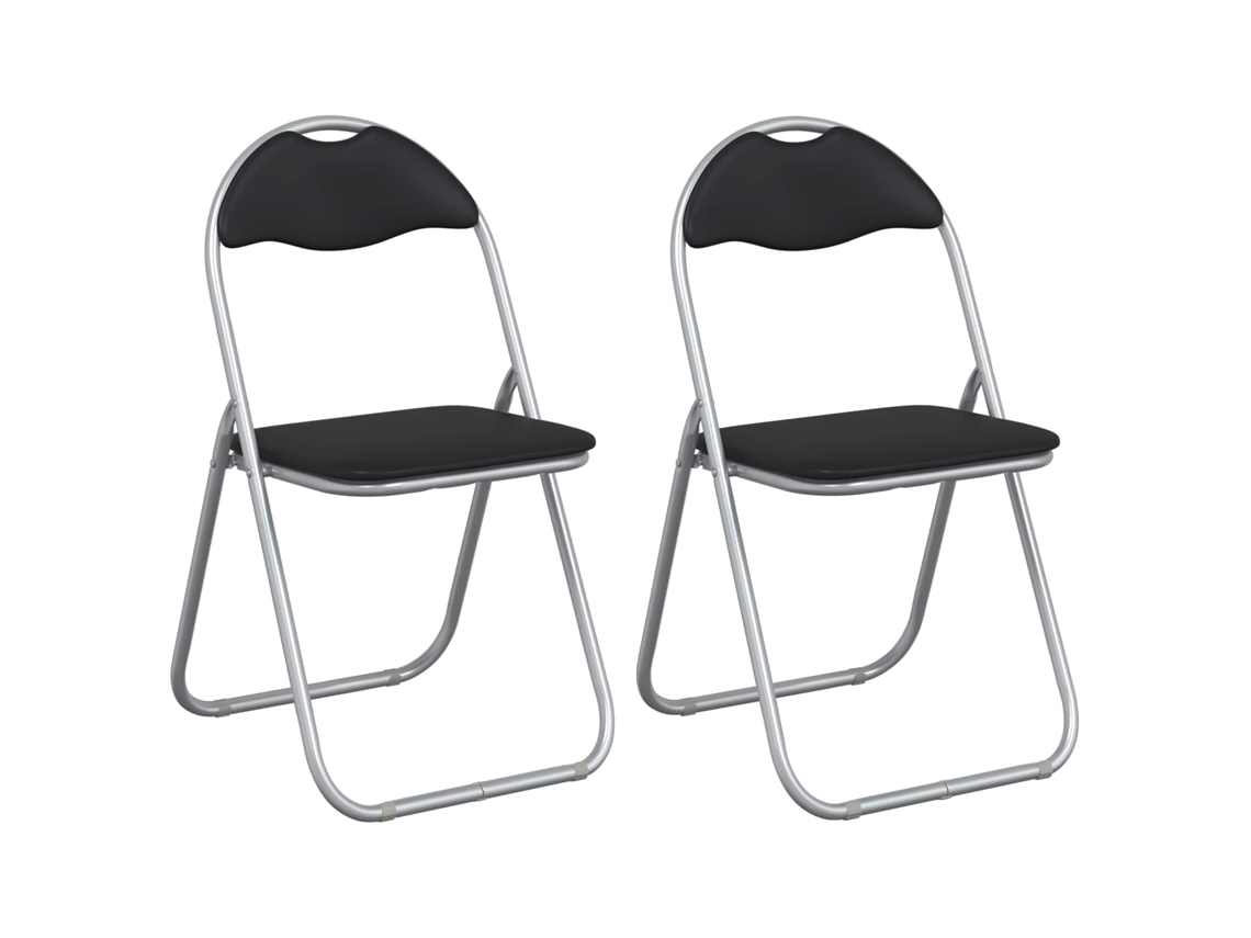 Conjunto 2 Cadeira De Jantar Dobrável Vidaxl Preto Aço (48 X 43,5 X 81 Cm)