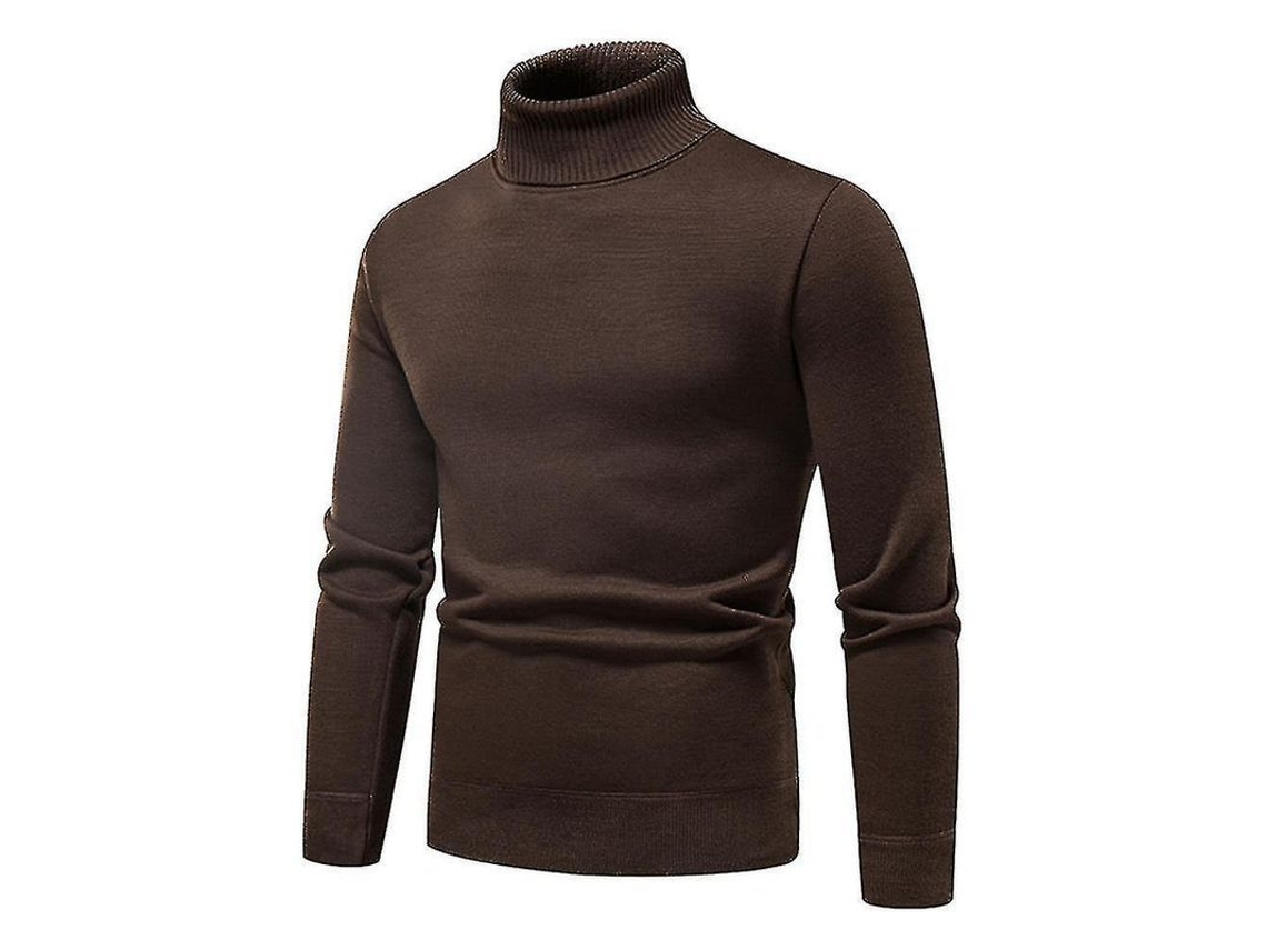 2026 jersey Hombre Cuello Alto Liso Invierno Slim Fit Tejido Grueso Abrigo Pull Over Básico 4xl Marrón