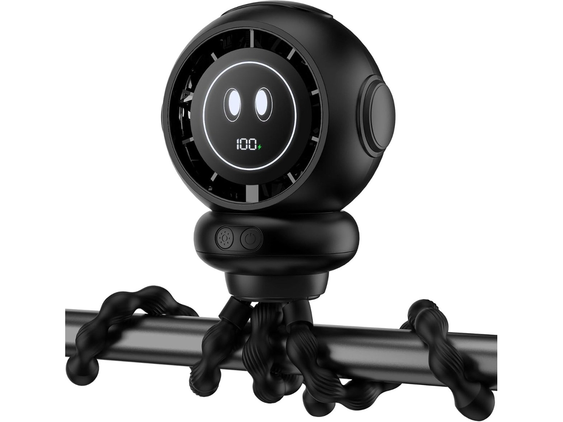 Ventilador Portátil Com Clipe Para Bebê, Rotação De 360°, Recarregável Via Usb E Silencioso, Para Cadeirinhas De Carro Infantis, Preto, 15x12 Cm