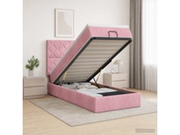 Vidaxl Cama Ottoman Com Colchão Com Cabeceira Rosa 90 X 200 Cm Veludo