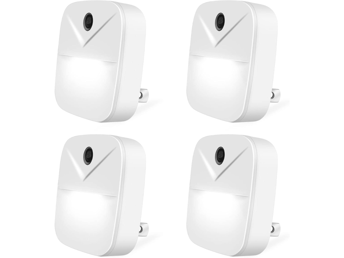 Kit de Luzes Noturnas Inteligentes com Plugue e 4 Interruptores Parede Acendimento Desligamento Automáticos BRILVIBERA