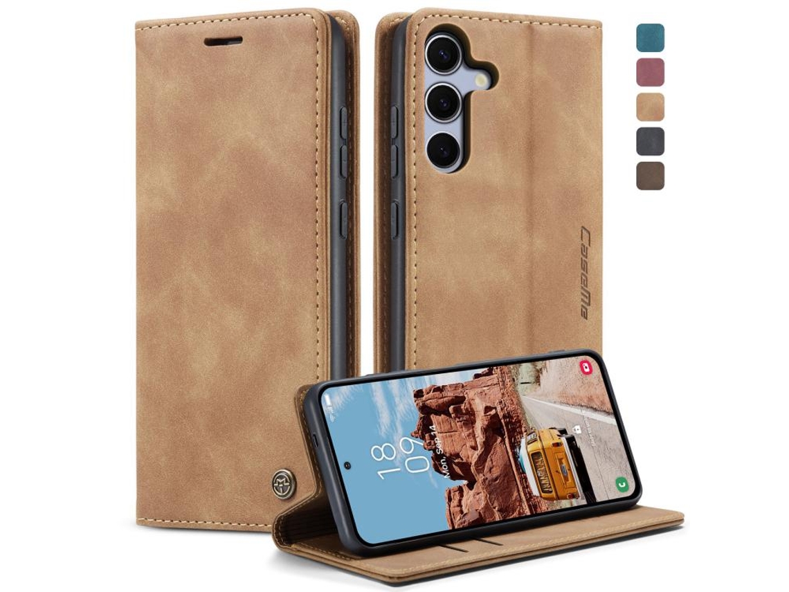 Capa Para Samsung Galaxy S25 Plus 5g Multifuncional Horizontal De Couro Marrom