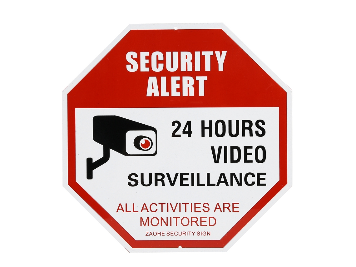 Placa De Aviso De Vigilância 24 Horas, Material De Placa De Alumínio, 30*30 Cm