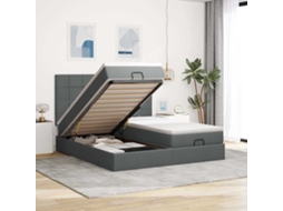 Vidaxl Estrutura De Cama Otomana Com Colchões Tecido Cinzento Escuro