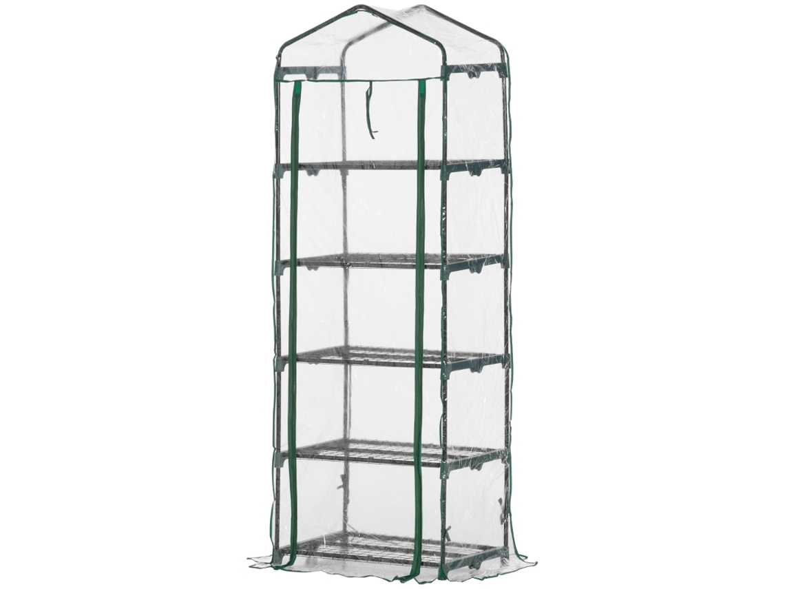 Miniestufa Folha Metálica 5 Prateleiras Transparente Verde VELTRIX