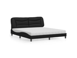Vidaxl Cama Com Colchão Hvar 180x200 Cm Couro Artificial Preto