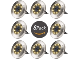 Luminária Solar Externa com 8 Leds, Célula, Chão, Ip65 AQUAFORGE (8 Branco Quente)