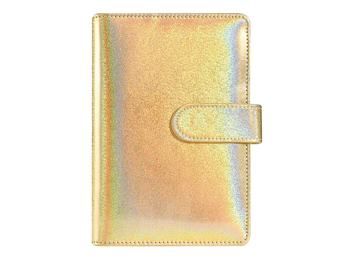 A6 Iridescent Macaron Pu Leather Cash Budget Planner Loose Leaf Notebook, Gold Cover Only