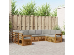 Vidaxl Conjunto De Sofá Sectional 9 Pcs Cinza Natural E Claro