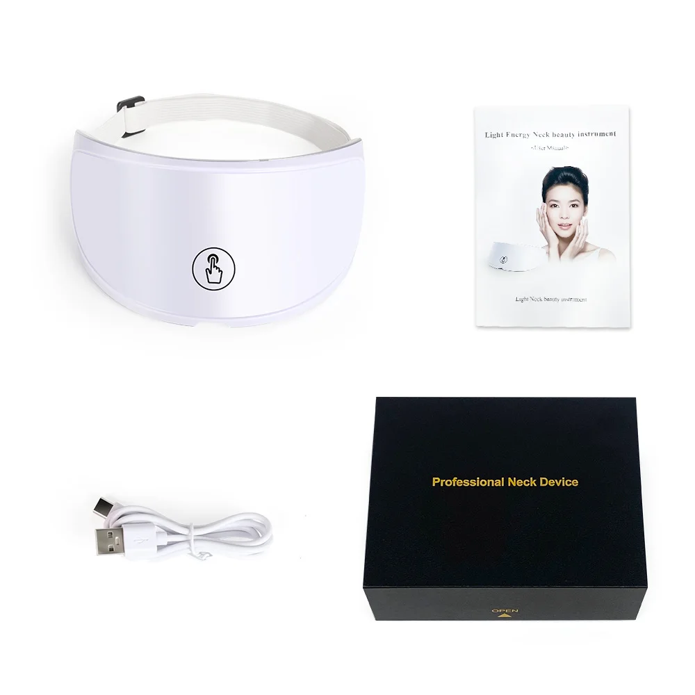 Máscara Facial Conduzida Da Beleza Do Pescoço, Instrumento Do Cuidado Da Luz De 7 Cores, Iluminando E Apertando, Ferramentas Home Da Beleza