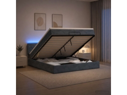 Vidaxl Cama Ottoman Com Colchão E Led Cinzento-escuro 200 X 200 Cm