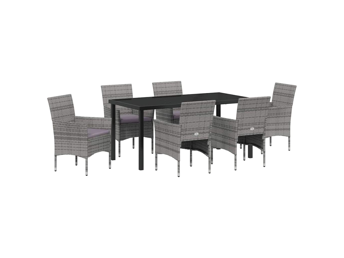 Maison Exclusive - Conjunto De Jantar Para Jardim 7 Pcs Cinzeto Vime Pe