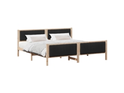 Estrutura da Cama com Cabeceira Castanho e Preto 200x200 cm MAISON EXCLUSIVE