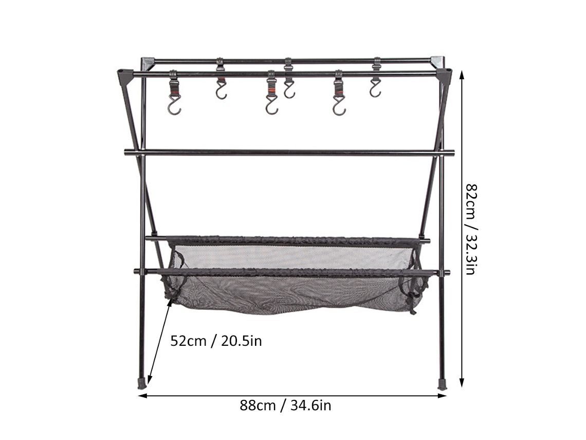 Rack Plegable Aluminio para Camping e Bbq com Ganchos