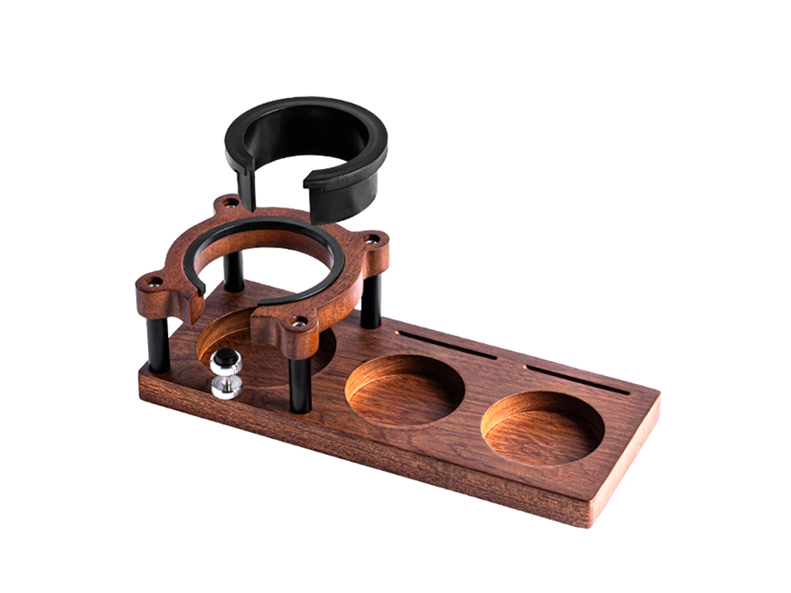 Estação de embutir para café espresso ajustável, com suporte universal 51-58mm, madeira natural | S/MARCA