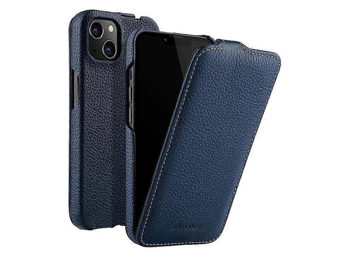 Capa de Celular YURU Melkco para iPhone 14, couro de vaca, flip, proteção, estilo café