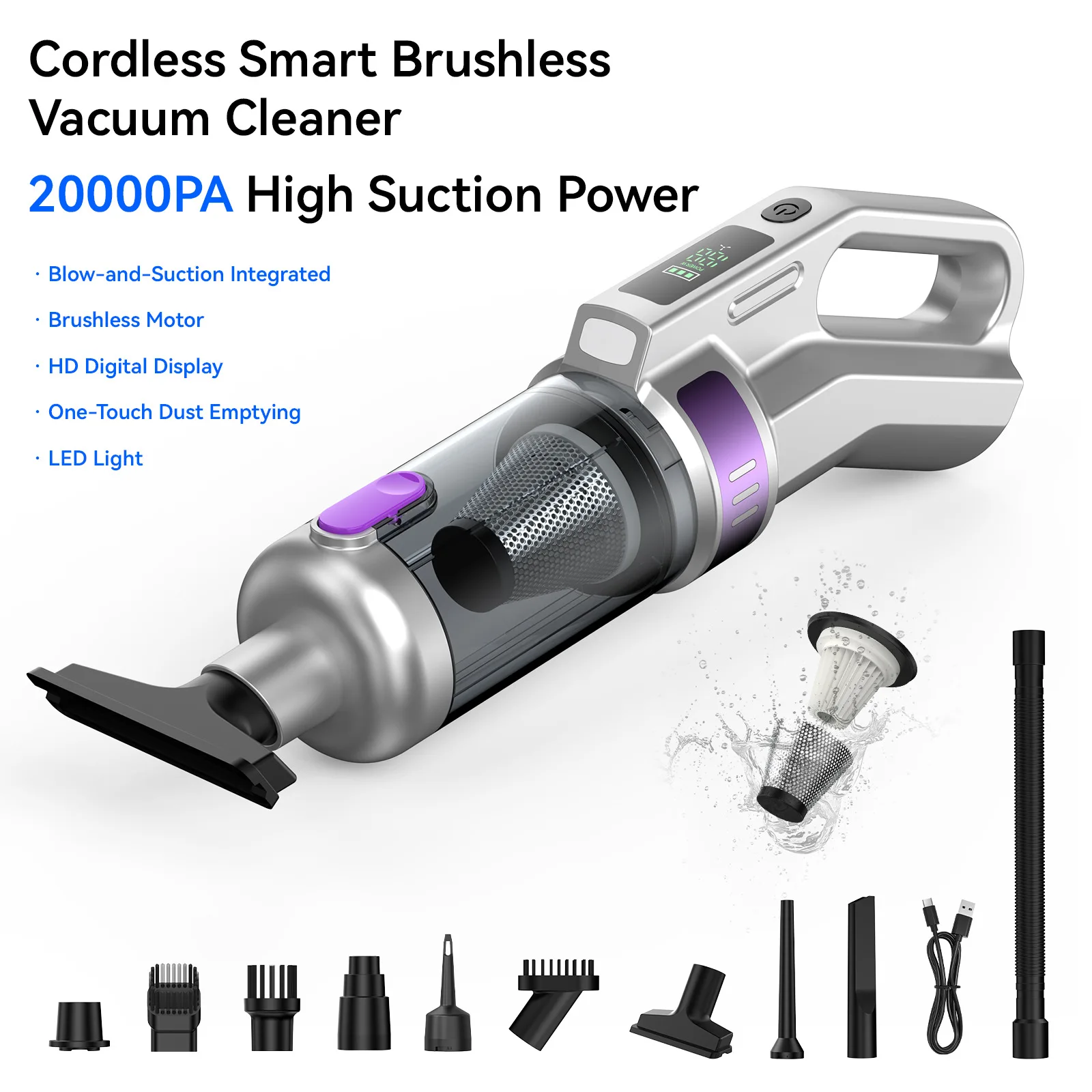 Aspirador De Pó Portátil Potente, Com Função De Soprador E Aspirador, Ideal Para Uso Em Carros E Residências.